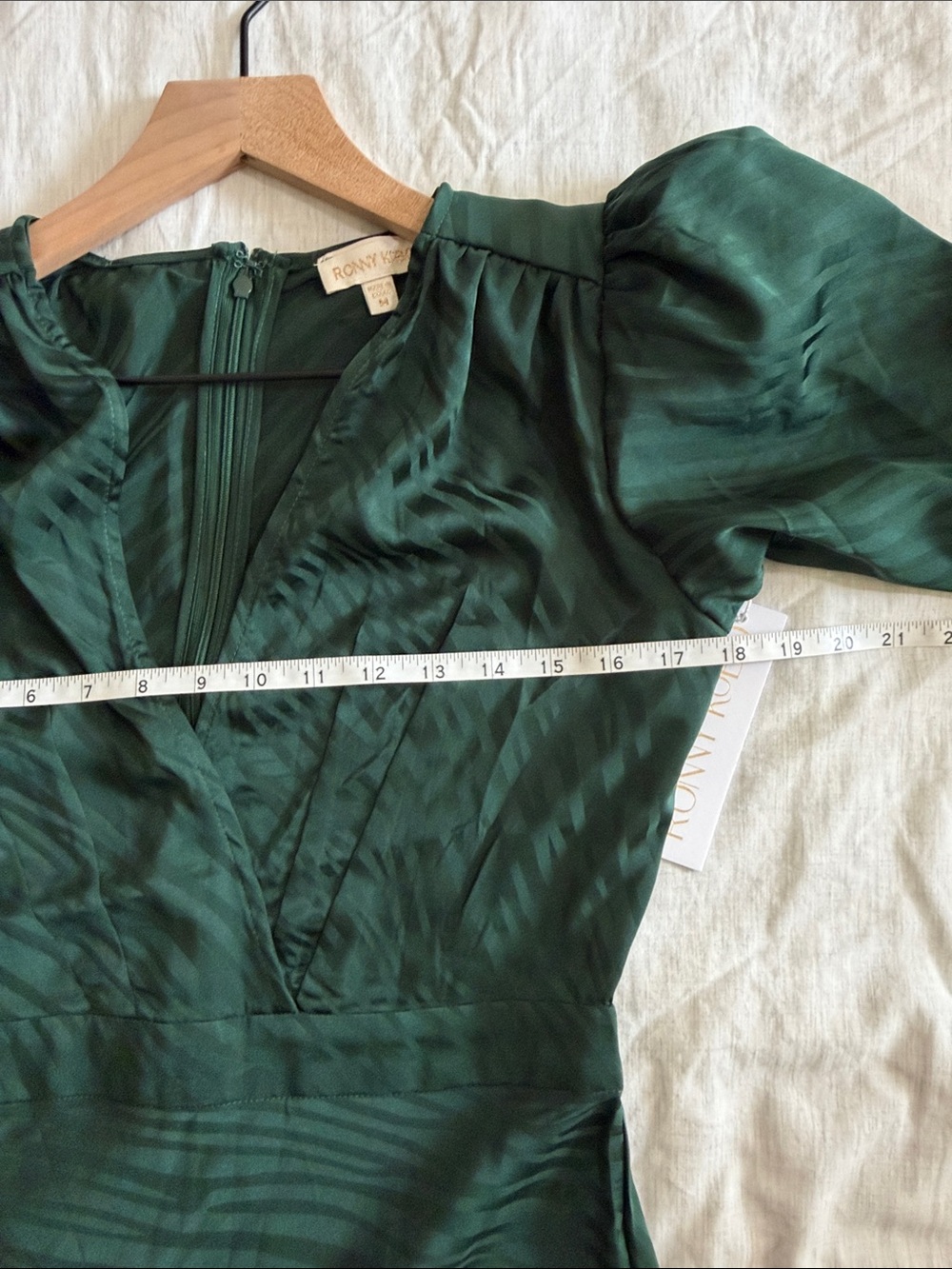 NWT Ronny Kobo Asymmetrical Midi Dress Green Zebra Jacquard Size Medium - Picture 10 of 12